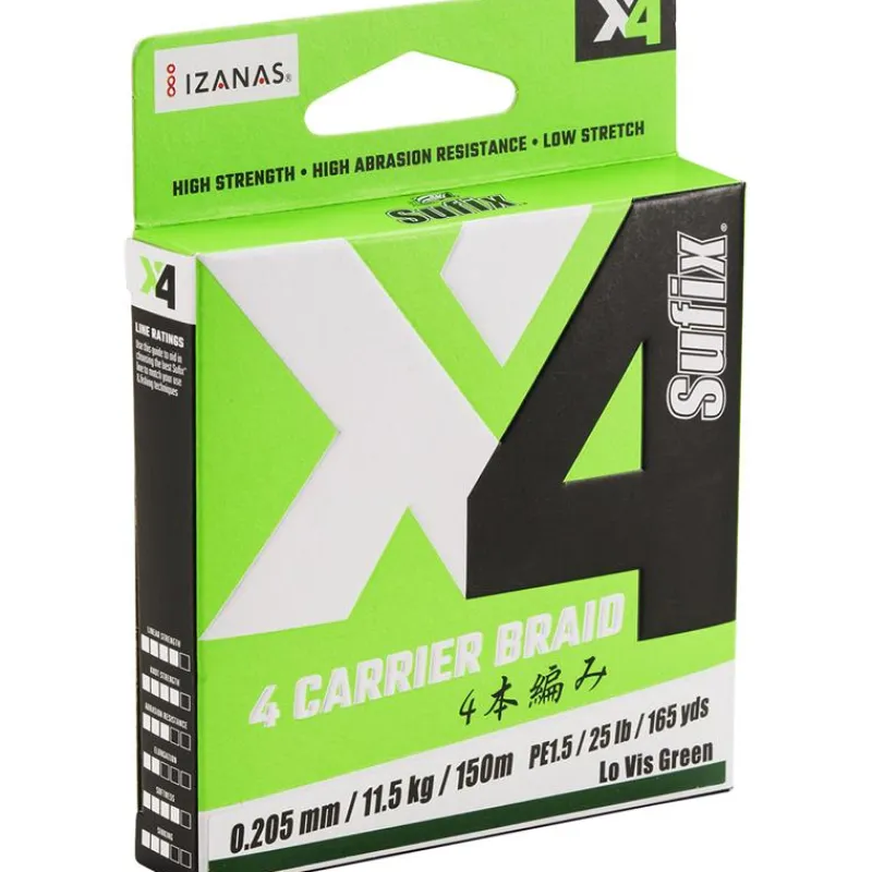 Sufix Tresse X4 Braid - Lo-Vis Green * Fils - Tresses - Bdl Carnassier