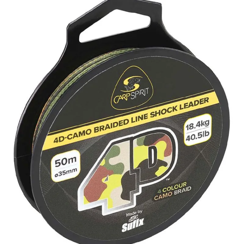 Carp Spirit Tête De Ligne 4D Camo Braided Line Shock Leader - 5M * Fils - Tresses Carpe