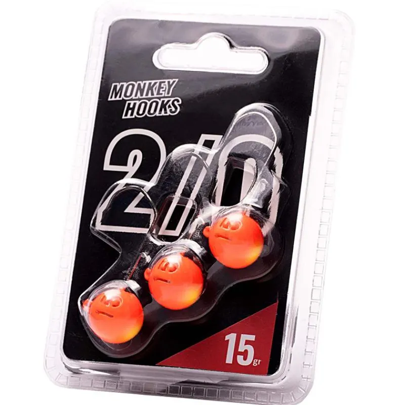 Monkey Lures Tête Plombée - Orange/Jaune - Par 3 * Têtes Plombées