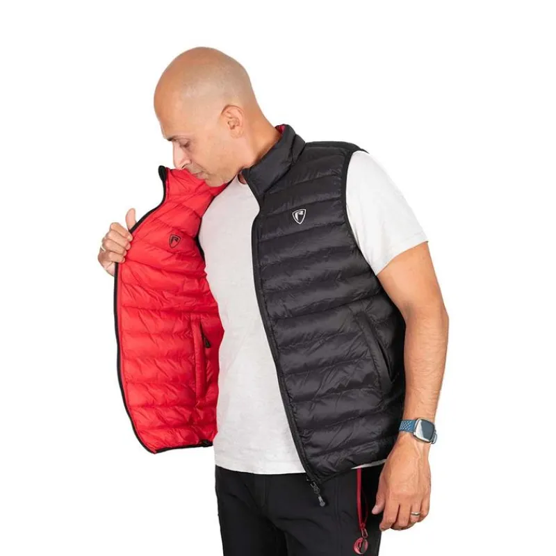 Fox Rage Veste Sans Manche Homme Pro Series Reversible Lightweight Quilted Gilet - Noir/Rouge * Vestes De Pêche