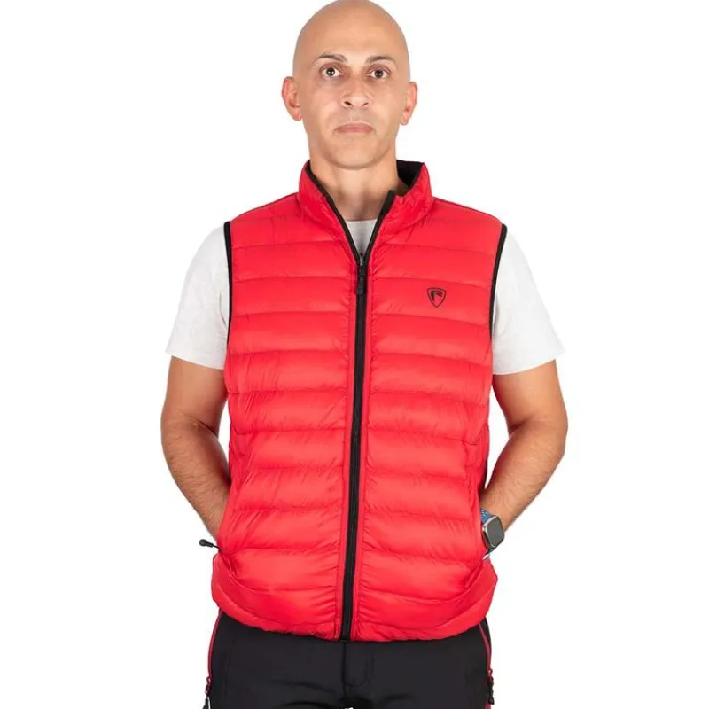Fox Rage Veste Sans Manche Homme Pro Series Reversible Lightweight Quilted Gilet - Noir/Rouge * Vestes De Pêche