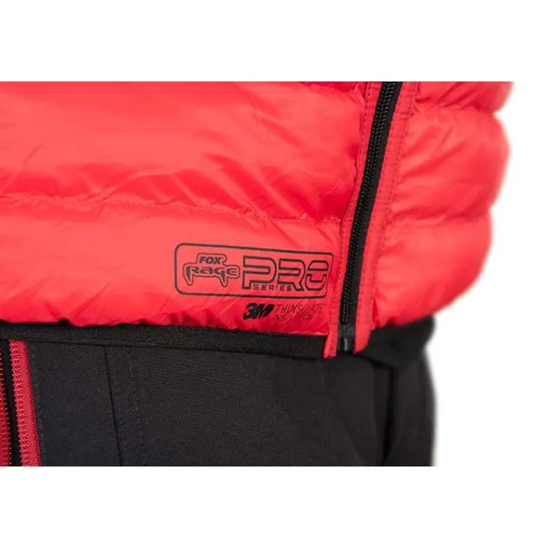 Fox Rage Veste Sans Manche Homme Pro Series Reversible Lightweight Quilted Gilet - Noir/Rouge * Vestes De Pêche